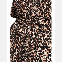 KOSZULOWA sukienka damska z kołnierzem MIDI brązowa MORAJ